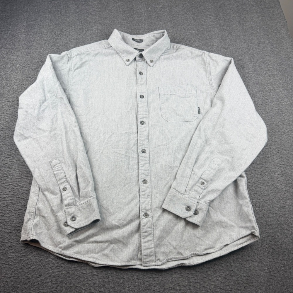 Eddie Bauer Button Down Shirt Men's XL Grey Herringbone Classic Fit Long Sleeve